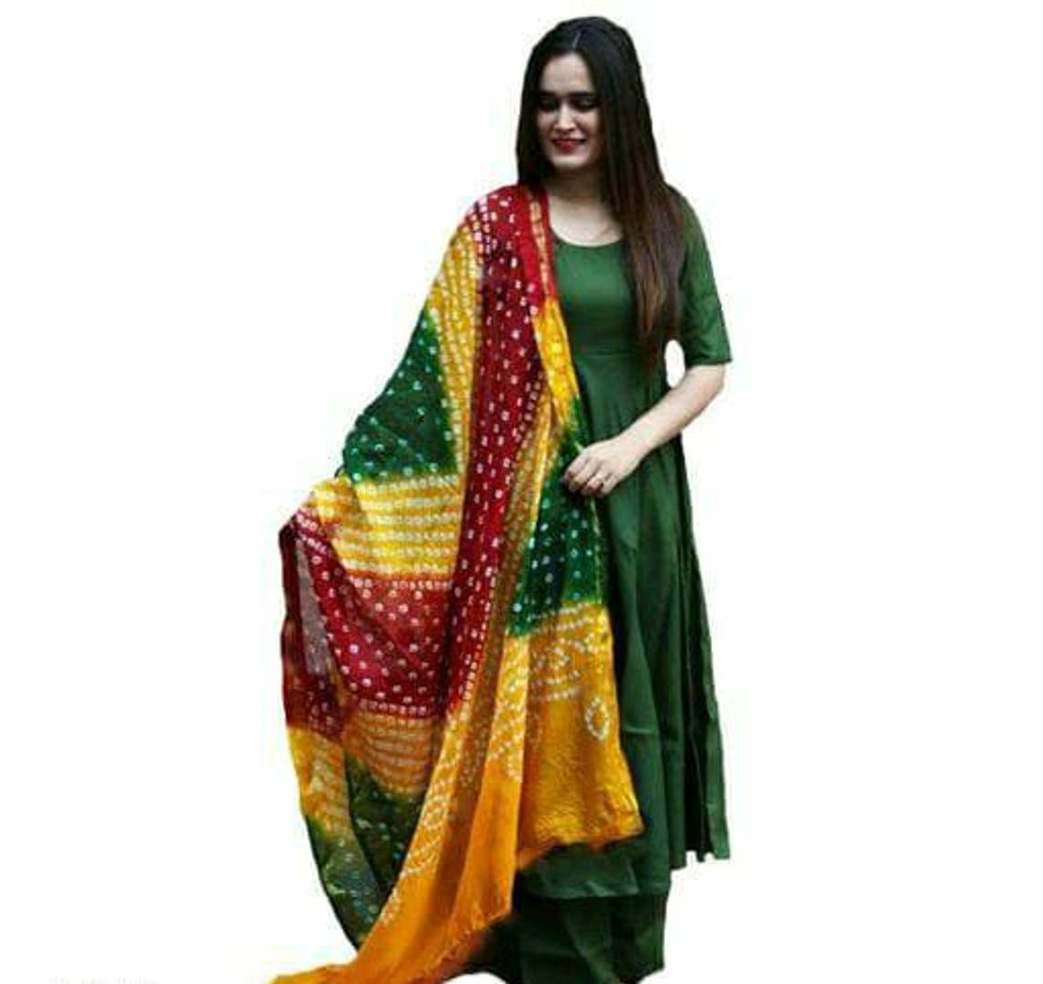 Stylish Rayon Green Kurta With Palazzo And Dupatta For Women